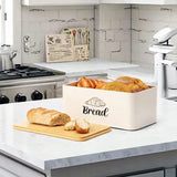 Maxbell Bread Box Gifts Kitchenware Bread Keeper for Coffee Shop Baked Goods Cookies Beige White