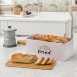 Maxbell Bread Box Gifts Kitchenware Bread Keeper for Coffee Shop Baked Goods Cookies White