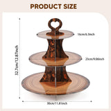 Maxbell 3 Tier Cardboard Cupcake Stand Plate Wood Grain for Camping Anniversary Home