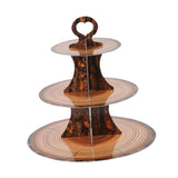 Maxbell 3 Tier Cardboard Cupcake Stand Plate Wood Grain for Camping Anniversary Home