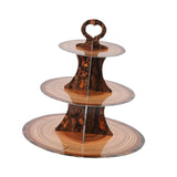 Maxbell 3 Tier Cardboard Cupcake Stand Plate Wood Grain for Camping Anniversary Home