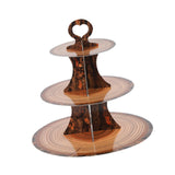 Maxbell 3 Tier Cardboard Cupcake Stand Plate Wood Grain for Camping Anniversary Home