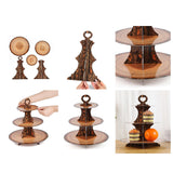 Maxbell 3 Tier Cardboard Cupcake Stand Plate Wood Grain for Camping Anniversary Home