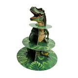 Maxbell Dinosaur Cupcake Stand Dessert Rack Party Fruits Kids Three Tier Cake Holder