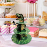 Maxbell Dinosaur Cupcake Stand Dessert Rack Party Fruits Kids Three Tier Cake Holder