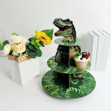 Maxbell Dinosaur Cupcake Stand Dessert Rack Party Fruits Kids Three Tier Cake Holder