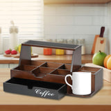 Maxbell Coffee Station Organizer Sturdy Brown Storage Basket for Office Home Kitchen