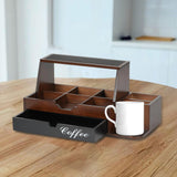 Maxbell Coffee Station Organizer Sturdy Brown Storage Basket for Office Home Kitchen