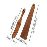 Maxbell Flat Wooden Turner Sourdough Bread Mixing Spurtle for Blending Mixing Frying A