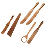 Maxbell Flat Wooden Turner Sourdough Bread Mixing Spurtle for Blending Mixing Frying A