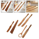 Maxbell Flat Wooden Turner Sourdough Bread Mixing Spurtle for Blending Mixing Frying A