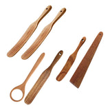 Maxbell Flat Wooden Turner Sourdough Bread Mixing Spurtle for Blending Mixing Frying A