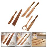 Maxbell Flat Wooden Turner Sourdough Bread Mixing Spurtle for Blending Mixing Frying A