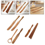 Maxbell Flat Wooden Turner Sourdough Bread Mixing Spurtle for Blending Mixing Frying A