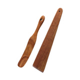Maxbell Flat Wooden Turner Sourdough Bread Mixing Spurtle for Blending Mixing Frying A