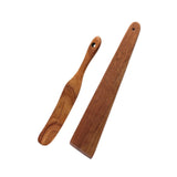 Maxbell Flat Wooden Turner Sourdough Bread Mixing Spurtle for Blending Mixing Frying A