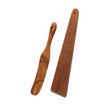 Maxbell Flat Wooden Turner Sourdough Bread Mixing Spurtle for Blending Mixing Frying A