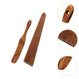 Maxbell Flat Wooden Turner Sourdough Bread Mixing Spurtle for Blending Mixing Frying A