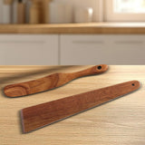 Maxbell Flat Wooden Turner Sourdough Bread Mixing Spurtle for Blending Mixing Frying A