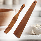 Maxbell Flat Wooden Turner Sourdough Bread Mixing Spurtle for Blending Mixing Frying A