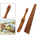 Maxbell Flat Wooden Turner Sourdough Bread Mixing Spurtle for Blending Mixing Frying A