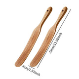 Maxbell Flat Wooden Turner Sourdough Bread Mixing Spurtle for Blending Mixing Frying B