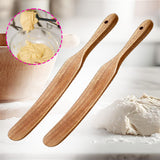 Maxbell Flat Wooden Turner Sourdough Bread Mixing Spurtle for Blending Mixing Frying B