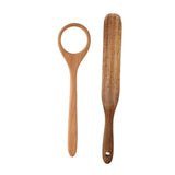 Maxbell Flat Wooden Turner Sourdough Bread Mixing Spurtle for Blending Mixing Frying C