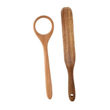 Maxbell Flat Wooden Turner Sourdough Bread Mixing Spurtle for Blending Mixing Frying C