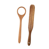 Maxbell Flat Wooden Turner Sourdough Bread Mixing Spurtle for Blending Mixing Frying C