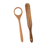 Maxbell Flat Wooden Turner Sourdough Bread Mixing Spurtle for Blending Mixing Frying C