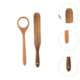 Maxbell Flat Wooden Turner Sourdough Bread Mixing Spurtle for Blending Mixing Frying C