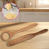 Maxbell Flat Wooden Turner Sourdough Bread Mixing Spurtle for Blending Mixing Frying C