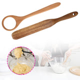 Maxbell Flat Wooden Turner Sourdough Bread Mixing Spurtle for Blending Mixing Frying C