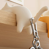 Maxbell Cat Shaped Hook for Desk Edge Cute for Restroom Storage Organization Cabinet White