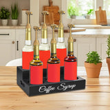 Maxbell Syrup Bottle Display Stand Wooden Coffee Syrup Rack for Home Cafe Coffee Bar