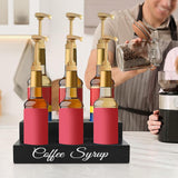 Maxbell Syrup Bottle Display Stand Wooden Coffee Syrup Rack for Home Cafe Coffee Bar