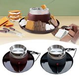 Maxbell Smores Kit Melt Fondue Pot Electric Smores Maker for Family Christmas Indoor reddish brown