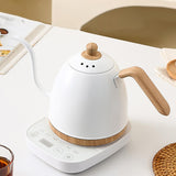 Maxbell Electric Gooseneck Pour over Kettle Gift for Restaurant Brewing Thanksgiving white wooden grain