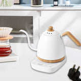 Maxbell Electric Gooseneck Pour over Kettle Gift for Restaurant Brewing Thanksgiving white wooden grain