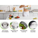 Maxbell Stainless Steel Mixing Bowls with Lids Set Metal for Restaurant Kitchen Home 5Pcs