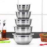 Maxbell Stainless Steel Mixing Bowls with Lids Set Metal for Restaurant Kitchen Home 5Pcs