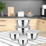 Maxbell Stainless Steel Mixing Bowls with Lids Set Metal for Restaurant Kitchen Home 5Pcs
