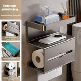 Maxbell 3 Tier Toilet Paper Holder Toilet Paper Dispenser for Kitchen Toilet Bedroom Gray