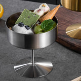 Maxbell Stainless Steel Dessert Cup Stylish Food Container High Footed Ice Cream Cup Silver 400ML