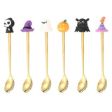 Maxbell Halloween Spoon and Fork Set Lovely Cutlery Gift Box for Fruit Home Festival Gold with 6pcs