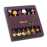 Maxbell Halloween Spoon and Fork Set Lovely Cutlery Gift Box for Fruit Home Festival Gold with 6pcs