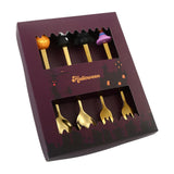 Maxbell Halloween Spoon and Fork Set Lovely Cutlery Gift Box for Fruit Home Festival Gold with 4pcs