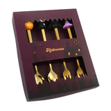 Maxbell Halloween Spoon and Fork Set Lovely Cutlery Gift Box for Fruit Home Festival Gold with 4pcs