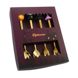 Maxbell Halloween Spoon and Fork Set Lovely Cutlery Gift Box for Fruit Home Festival Gold with 4pcs